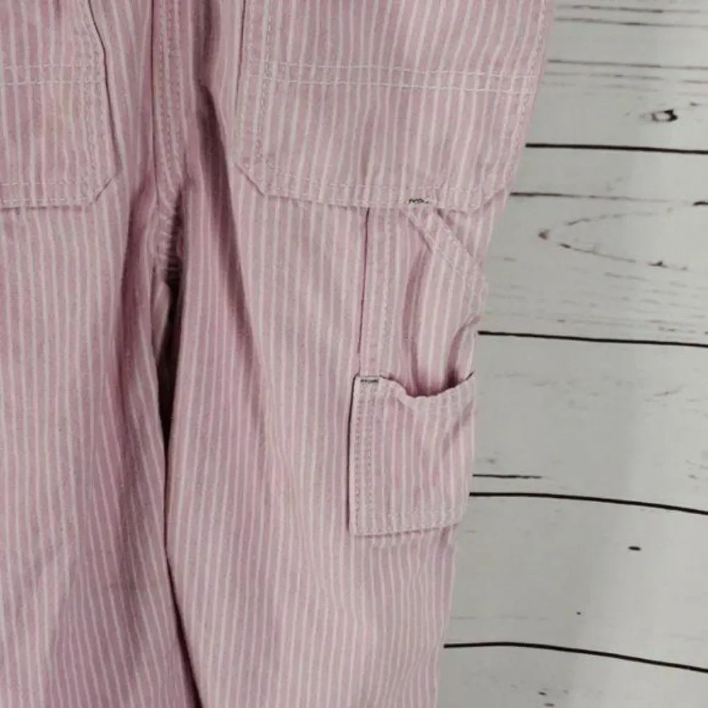 John Deere Girls Vintage Y2K Pink  White Striped Overalls Pants Size‎ 5